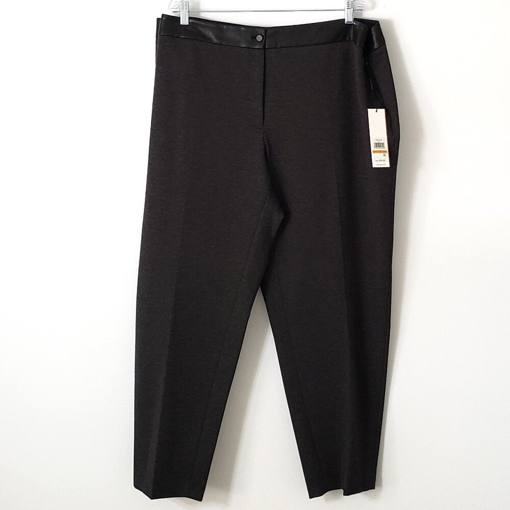 NWT Calvin Klein Faux Leather Waistband Suit Pant 24W